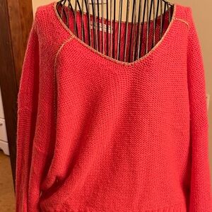 Anthropologie Coral V-Neck Sweater